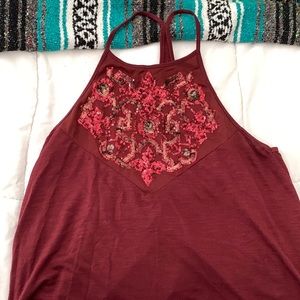 Hollister Size S Maroon Sequin Racerback Top